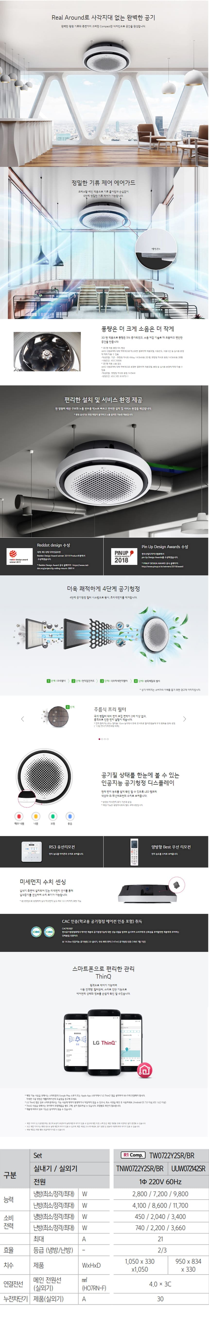 [LG]상업용 냉난방기 18평형 천정형 원형 TW0722Y2BR 상세 이미지 1