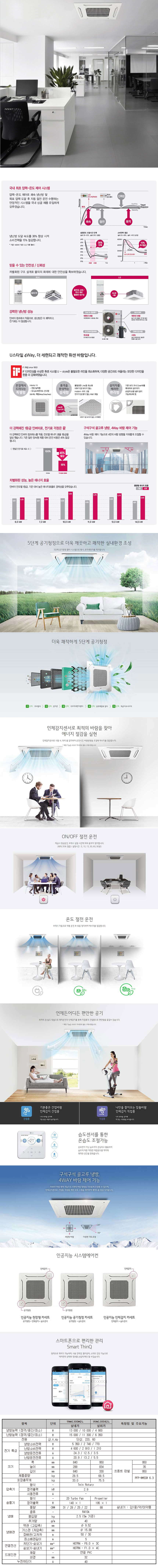 [LG]상업용 냉난방기 36평형 천정형 4WAY TW1300M2L 상세 이미지 1